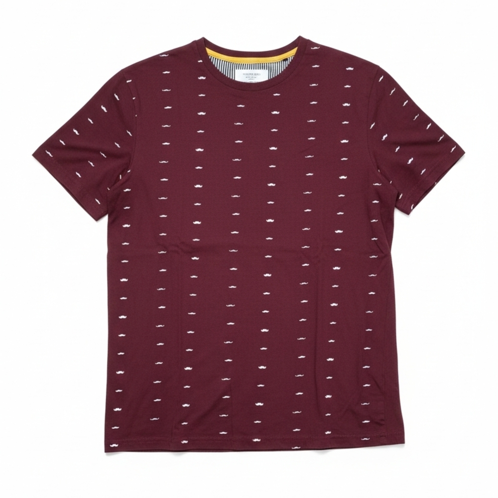 Men's Maroon Patterned Tee